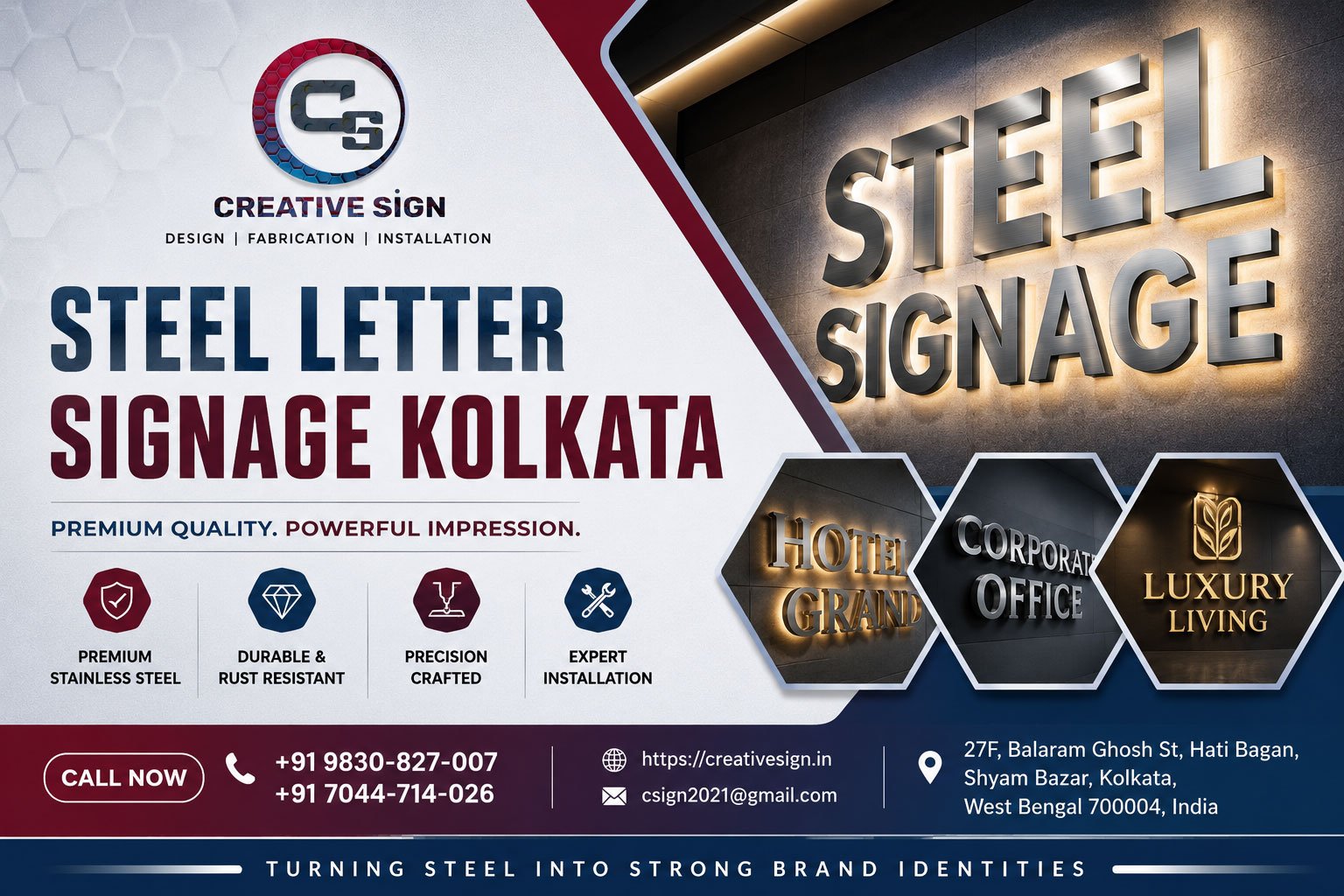 Steel letter signage Kolkata