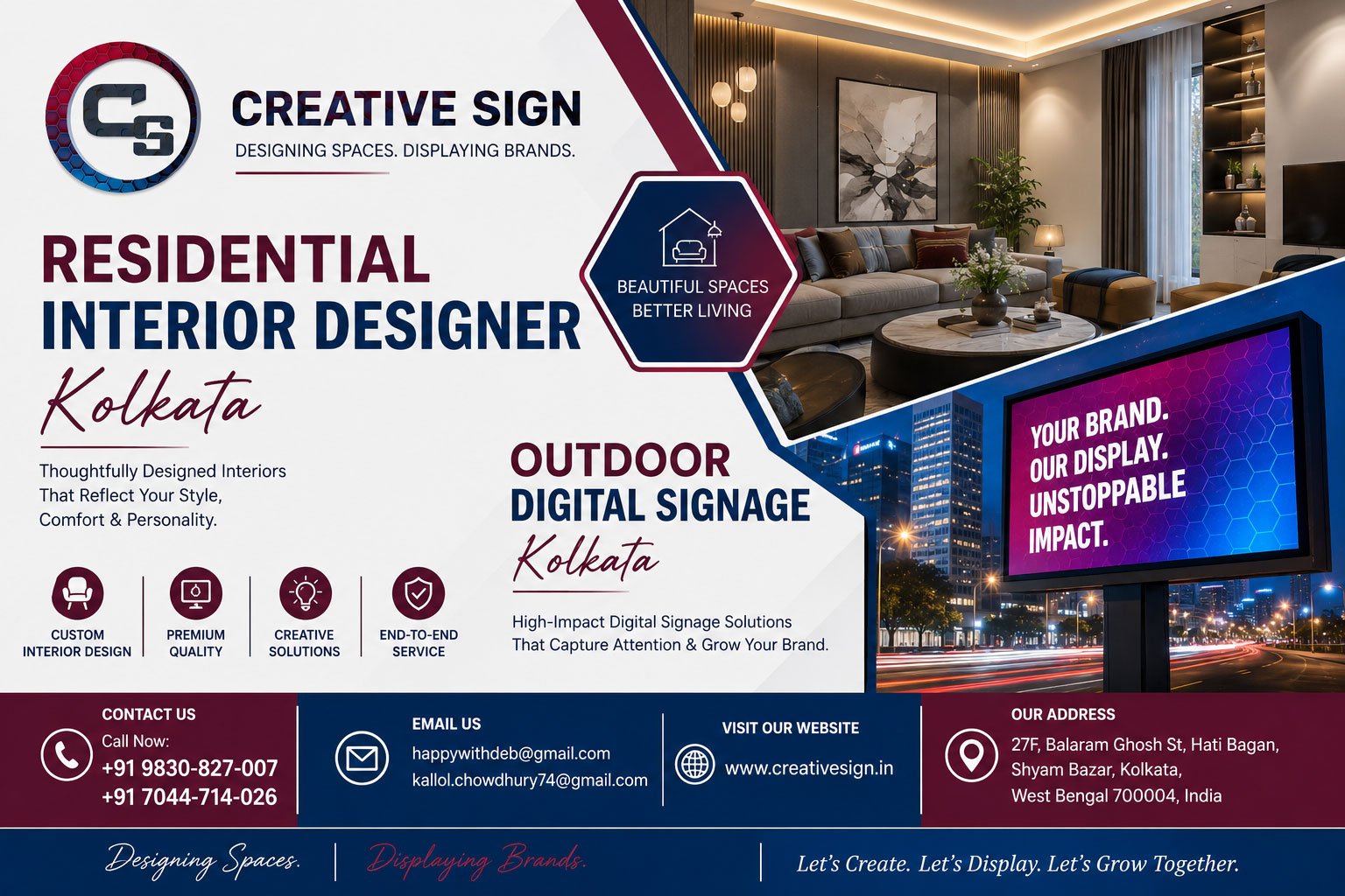 Residential Interior Designer Kolkata, Outdoor Digital Signage Kolkata